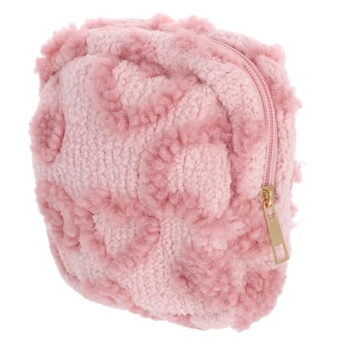 LIFKOME Süßes Münztäschchen: Süße Mini-Make-up-Tasche für Damen – Reise-Kosmetiktasche mit Herz-Design – Pelziges Münztäschchen für Mädchen – Kleiner Handtaschen-Organizer von LIFKOME