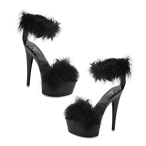 LIFKOME Super High Heel Sandalen Damen Sommer Sandalen No Slip Plateau Pumps Schwarz Schuhe für Arbeit und Freizeit von LIFKOME