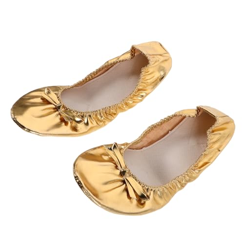 LIFKOME Tanzschuhe Damen Goldene Weiche Ballettschläppchen mit Hoher Elastizität Split Sohle für Bauchtanz Yoga und Ballett rutschfeste Flexible Tanzpantoffeln von LIFKOME