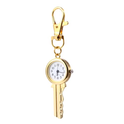 LIFKOME Taschenuhr Anhängeruhren für Damen Goldanhänger für Herren Clip-Uhr Quarz Halskette packetbandrollen gürteltasche Schlüsselanhänger mit Quarzuhr Schlüsselzubehör Legierung Golden von LIFKOME
