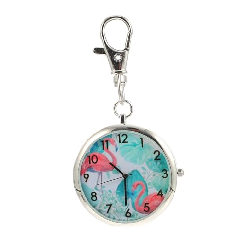 LIFKOME Krankenschwester Taschenuhr Digital Mit Schlüsselring Legierungsuhren Für Kinder Retro Hängende Uhr Mit Flamingo Muster Große Ziffern Pflegeuhr Für Studenten Und Ärzte von LIFKOME