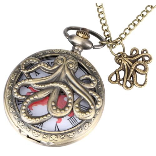 LIFKOME Retro Taschenuhr Oktopus-Design Elegante Hängende Uhr Für Herren Und Damen Präzise Mechanische Zeitmessung Deko-Element Für Jeden Anlass von LIFKOME