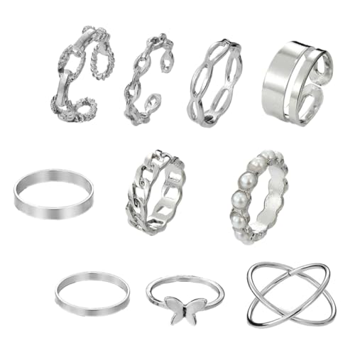 LIFKOME Teiliges Silbernes Ring aus Legierung Verstellbare Finger Ringe Schmuckstücke für Damen Vielseitig Kombinierbar für Alltag Party und Arbeit von LIFKOME