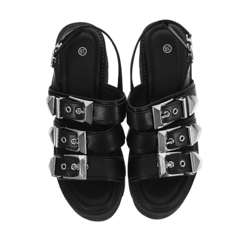 LIFKOME Thick Bottom Open Toe Sandalen Damen Sommer Schuhe Komfortabel Modisch Schwarz Kreative Einfache Plateausohle Für Partys Alltag und Nachtclub von LIFKOME