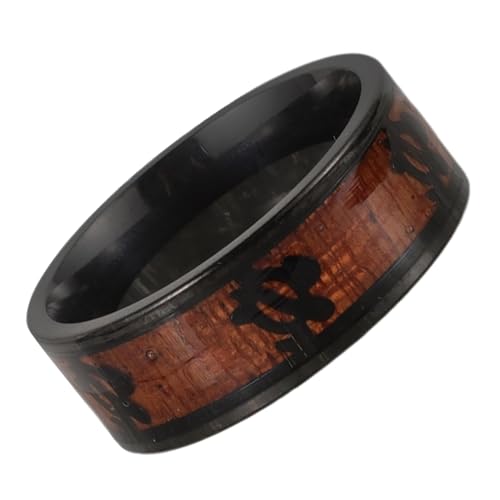 LIFKOME Titanstahl Herrenring mit Holzmaserung und Schildkröten motiv Leicht Hautfreundlich Langlebig Modischer Finger schmuck Komfortabel Kreatives Design von LIFKOME