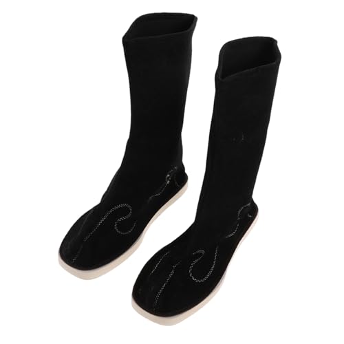 LIFKOME Traditionelle Bestickte Hanfu Schuhe Herren Stiefel Midcalf PU Material Rutschfest für Festivals Cosplay Bühne Alltag Schwarz von LIFKOME