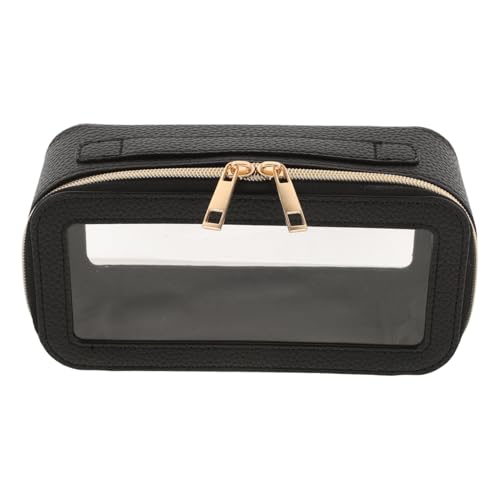 LIFKOME Tragbare Kosmetiktasche Damen Mit Reißverschlüssen Wasserdichtem Pu Und Netztaschen Kompakter Bürstenhalter Und Make-up-Tasche Für Reisen von LIFKOME