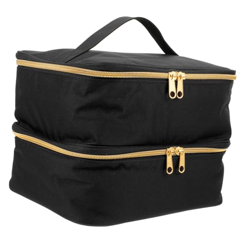 LIFKOME Tragbare Nagellack Tasche Doppeltes Fach Nagellack Organizer Kosmetiktasche Schwarz für Flaschen Nail Polish Aufbewahrung und Vielseitige Make Up Lagerung von LIFKOME