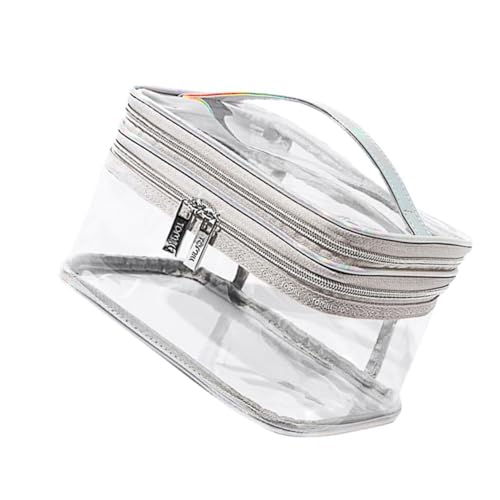 LIFKOME Transparenter Doppellagiger PVC Kulturbeutel mit Trennfach Leichter Reise Kosmetik Organizer für Damen Tragbar Kratzfest und Geräumig für Business Camping und Alltag von LIFKOME