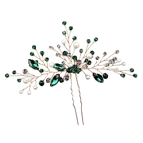 LIFKOME U Förmige Haarnadel mit Grünem Handgefertigter Brautschmuck Dekorative Strass Haarspange für Hochzeit Eleganter Haarschmuck für Damen und Brautjungfern von LIFKOME