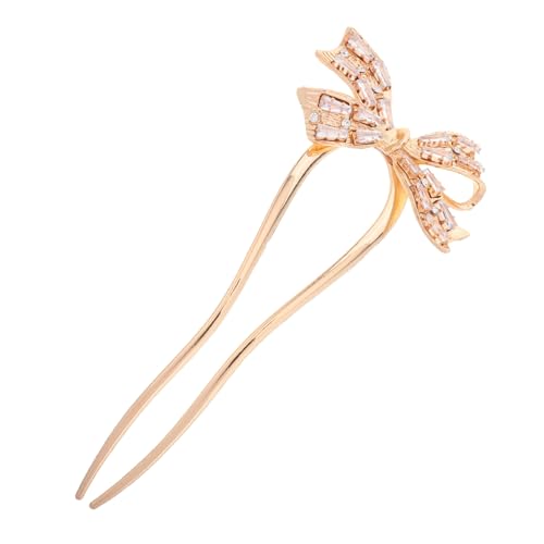 LIFKOME U-förmige Haarnadeln Mit Schleife Verziert Mit Zirkonia-steinen Für Hochsteckfrisuren Und Dutts Goldfarben Geeignet Für Frauen Und Mädchen von LIFKOME