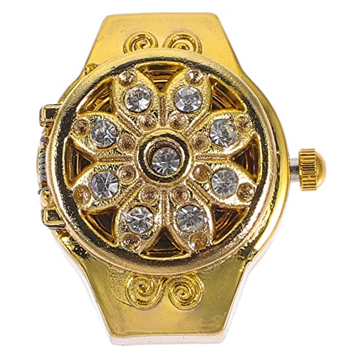 LIFKOME Uhr Damen Fingeruhr Retro Design Goldfarben Blumenmuster Verstellbare Fingeruhr Für Damen Und Herren Für Outdoor-aktivitäten Und Reisen von LIFKOME