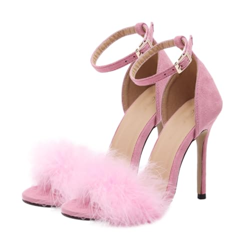 LIFKOME Ultra Hohe Damen Sandalen mit Filzriemen Tpr PU Material Elegante Chic Heels für Casual und Beruf Komfortable High Heels mit Elastischer Innensohle Modisch zu Kleidern und Hosen von LIFKOME