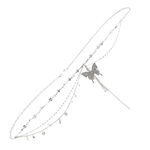 LIFKOME Verstellbare Mehrlagige Damen Kette mit Schmetterling und Strass Perlen Leicht Langlebig Modisches Accessoire für Jeans Kleider Party Festtagsoutfits von LIFKOME