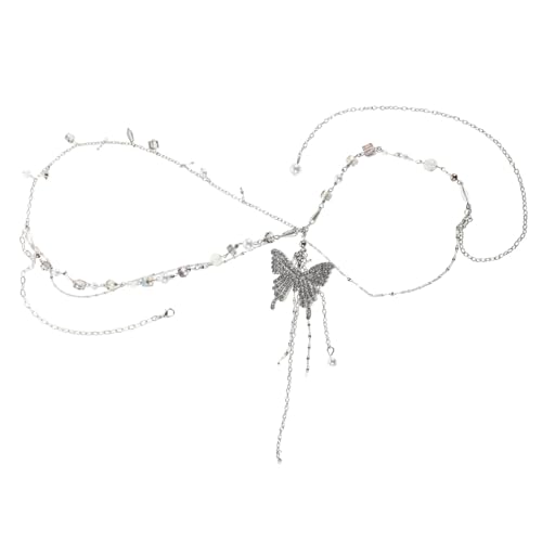 LIFKOME Verstellbare Mehrlagige mit Strasssteinen und Schmetterlingsanhänger Eleganter Bauchkettenschmuck für Damen für Kleider Jeans und Festliche Anlässe von LIFKOME