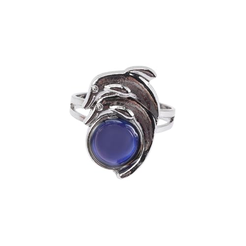 LIFKOME Verstellbarer Delfin Stimmungsring Farbwechsel Offener Ring Schmuck für Damen Herren Emotionserkennung Temperaturfühler Geschenk von LIFKOME
