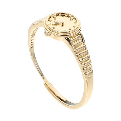 LIFKOME Verstellbarer Goldener Uhr-ring Damen Minimalistisches Design Offener Ring für Fingergrößen Elegante Uhr-schmuck Inspiration Vielseitiger Modeschmuck für Freizeit und Events von LIFKOME