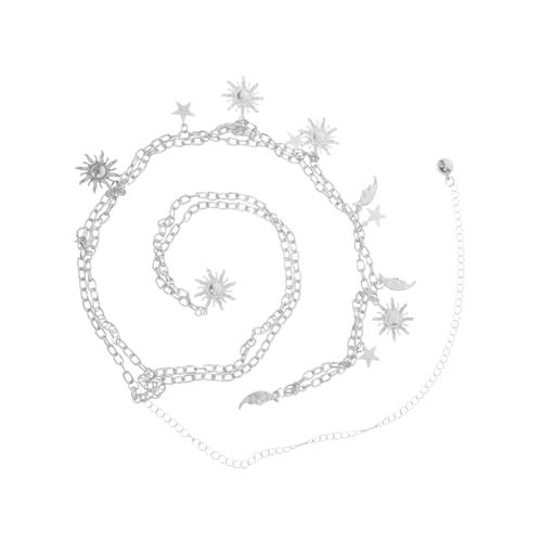 LIFKOME Verstellbarer Metall Taillenkette Damen mit Sonnenblume Mond Stern Design Eleganter Hüftgürtel für Jeans Kleid Partyaccessoire in Silber von LIFKOME