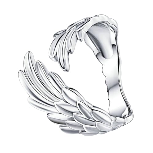 LIFKOME Verstellbarer Offener Ring Sterlingsilber Damen Flügel Schmuck Design Modeschmuck Eleganter Schmuck für Kostüm und Alltag von LIFKOME