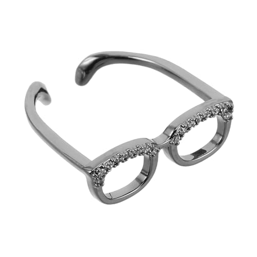 LIFKOME Verstellbarer Offener Vintage Statement Ring Damen Schmuck Kreativer Mini Brillenring für Finger Accessoire von LIFKOME