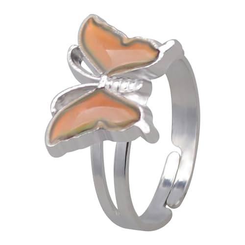 LIFKOME Verstellbarer Schmetterling Ring Damen Alloy Material Mode Schmuck Temperatur Farbwechsel Eleganter Finger Schmuck für Frauen von LIFKOME