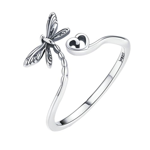 LIFKOME Verstellbarer Sterling Silber Libellen Ring Damen Offener Finger Schmuck Kreatives Design Geschenk für Frauen Mode Accessoire von LIFKOME