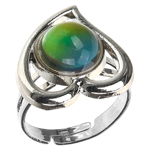 LIFKOME Verstellbarer Stimmungsring Damen Herzform Pfirsichfarbe Farbwechsel Schmuck Modisches Accessoire für Alltag und Party von LIFKOME