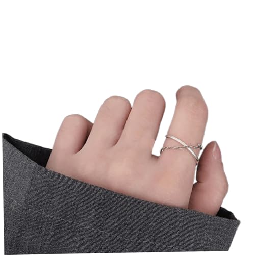 LIFKOME Verstellbarer Vintage Silber Fingerring Sterlingsilber Unisex Ketten Design Damen Herren Modisch Schlichtes Schmuckgeschenk von LIFKOME