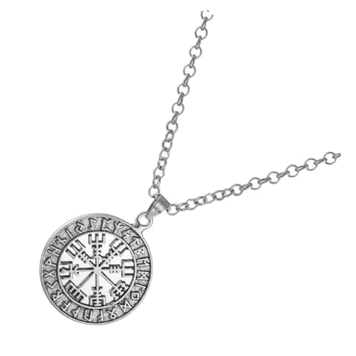 LIFKOME Viking Halskette Herren Retro Wikinger Amulett Anhänger Doppelseitiges Design Ethno Schmuck Vintage Silber Charm von LIFKOME