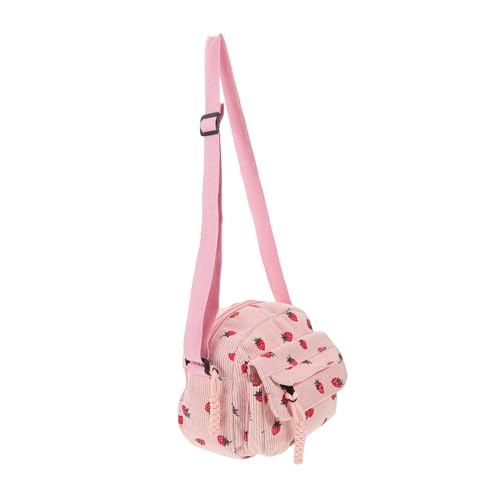 LIFKOME Kleine Umhängetasche Für Damen Erdbeerbeutel Aus Cord Handytasche Für Mädchen Erdbeerhandtasche Umhängetasche Für Mädchen Süße Geldbörsen Erdbeer-umhängetasche Für von LIFKOME
