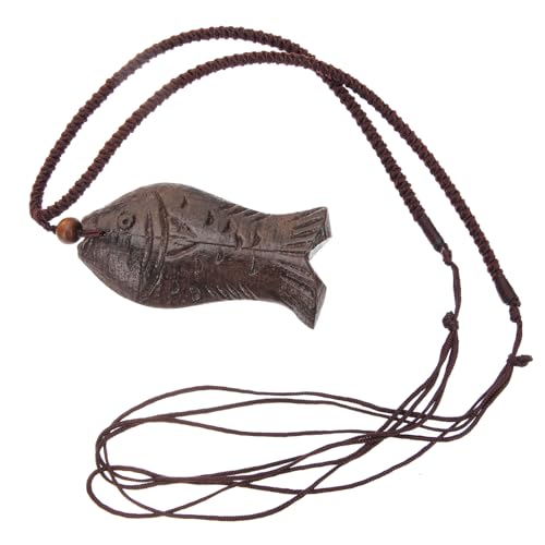 LIFKOME Vintage Holzfisch Halskette für Damen und Herren Leichtes Hautfreundliches Design Langer Anhänger Ethnischer Stil für Alltag Party und Geschenk zu Weihnachten Valentinstag von LIFKOME