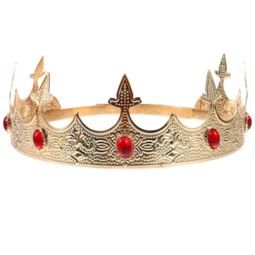 LIFKOME Vintage-Königskrone Aus Metall Königliche Krone Prinz-Tiara Juwelenbesetzter Kronen-Kopfschmuck Für Hochzeit Geburtstag Abschlussball Party-Dekoration Golden von LIFKOME