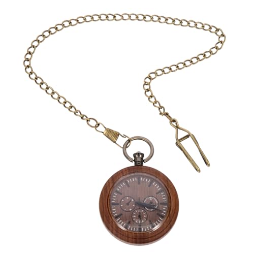 LIFKOME Vintage Holzuhr Herren Taschenuhr Mit Kette Tragbare Hängeuhr Aus Holz Für Männer Kettenaufhängung Für Eleganten Retro-Look von LIFKOME
