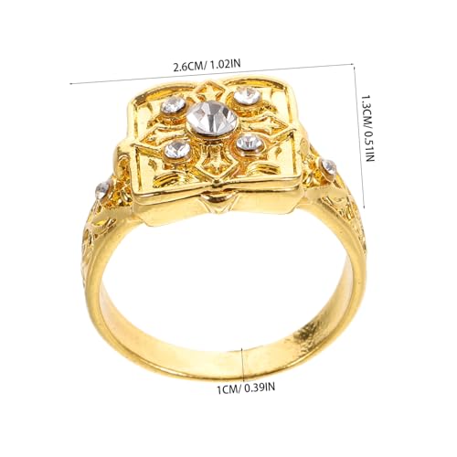 LIFKOME Vintage Verstellbarer Damenring mit Verstecktem Fach Filigraner Gravur und Funkelnden Strasssteinen Eleganter Schmuck für Alltag Feiern und Romantische Anlässe von LIFKOME
