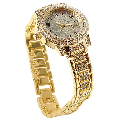 LIFKOME Zarte Diamantuhr Herrenuhr Armbanduhr Businessuhr Edelstahl Armband Für Männer Verstellbar Elegantes Design Für Besondere Anlässe Quarzwerk Goldfarben von LIFKOME