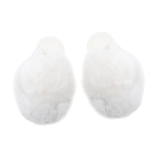 LIFKOME Warme Damen Hausschuhe Plüsch Gefüttert Rutschfeste Sohle Komfortable Winterpantoffeln für Zuhause Fußwärmer Weiß von LIFKOME