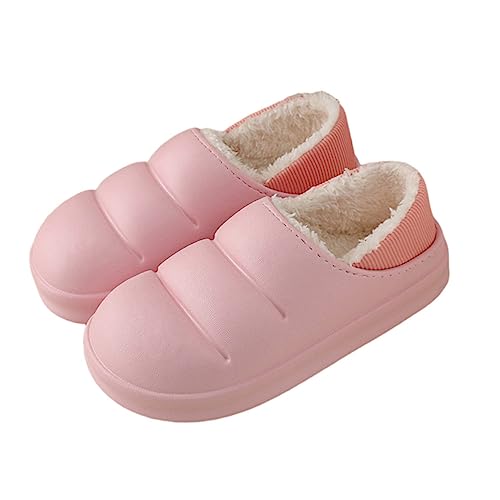 LIFKOME Warme Damen Hausschuhe Plüschpantoffeln mit Rutschfester Sohle Weiche Flauschige Winterpantoffeln für Gemütliches Tragen zu Hause Schlafzimmer Rosa von LIFKOME