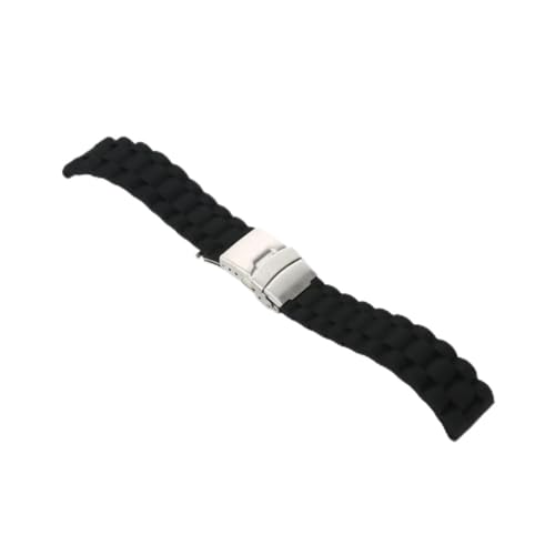 LIFKOME Wasserdichtes Silikon Uhrenarmband mit Faltschließe Schwarz Ersatzarmband für Uhren mit Bandanstoß Langlebig und Einfach zu Verwenden von LIFKOME