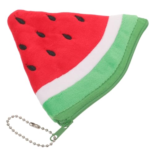 LIFKOME Schlüsselanhänger Geldbörse Für Damen Wassermelonenform Münzbeutel Reißverschlusstasche Kleine Plüschbörse Schlüsselbeutel Münzhalter Beutel Mit Verschluss von LIFKOME