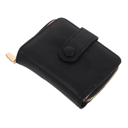 LIFKOME Zipper PU Kartenetui mit RFID-Schutz Bifold Geldbörse mit Großem Fassungsvermögen Kleine Praktische Brieftasche mit Mehreren Kartenfächern Elegantes Schwarzes Portemonnaie für von LIFKOME