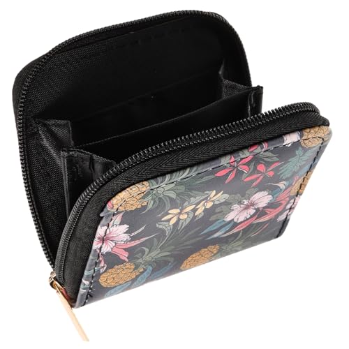 LIFKOME Kleine Damengeldbörse Mit Reißverschluss Blumenmuster Kompakte Geldbörse Aus Sicherem Material Tragbar Für Karten Münzen Und Kleingeld von LIFKOME