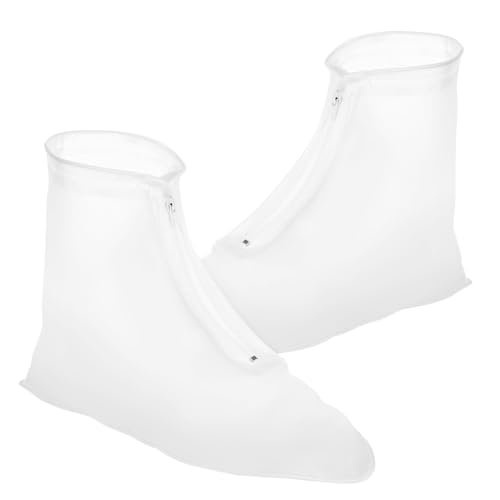 LIFKOME wasserdichte Überschuhe aus Strapazierfähigem PVC rutschfest Leicht Schmutzabweisend Wiederverwendbar Outdoor Schuhschutz für Damen und Herren bei Regen und Schneetagen Weiß XL von LIFKOME