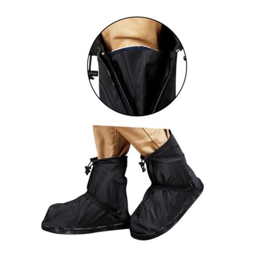 LIFKOME wasserdichte rutschfeste Dicke Überschuhe mit Schnappverschluss Strapazierfähige Schuhüberzieher für Herren und Damen Outdoor Regenschutz Überschuhe in XXL Schwarz Schutz vor von LIFKOME