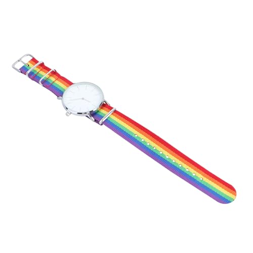 LIFKOME Regenbogen-Design-Uhr Für Herren Quarzuhr Mit Silberfarbenem Ziffernblatt Handgelenk-Dekoration Zarte Modeuhr Langlebig Und Bequem Für Jeden Anlass von LIFKOME