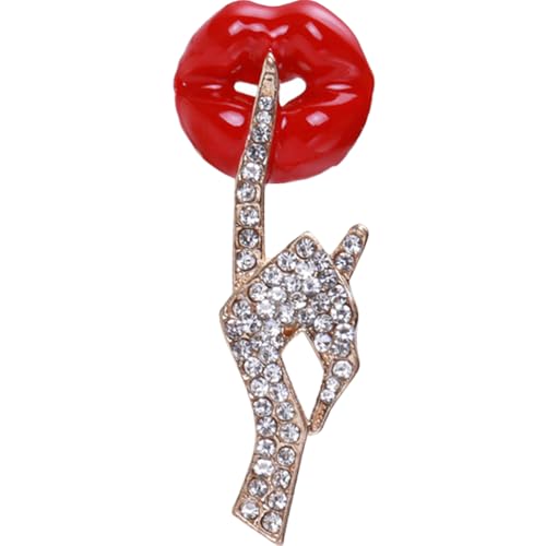 Lippen Brosche Hüte Pin für Rucksäcke Anzug Revers Pin Hut Revers Strass Anstecknadel Rucksack Broschen für Frauen Schal Kleidung Abzeichen Anstecknadel Anzug von LIFKOME