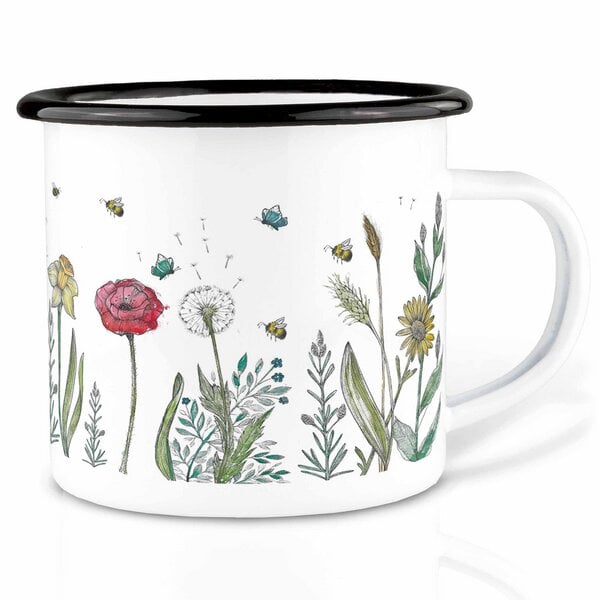 Emailletasse »Blumenwiese« von LIGARTI | 300 oder 500 ml | handveredelt in Deutschland | Cup, Kaffeetasse, Emaillebecher, Camping Becher von LIGARTI