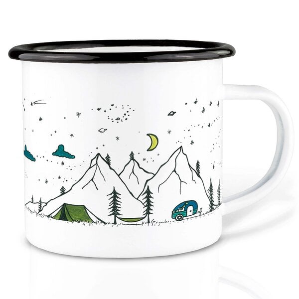 Emailletasse »Camping Life« von LIGARTI | 300 oder 500 ml | handveredelt in Deutschland | Cup, Kaffeetasse, Emaillebecher, Camping Becher von LIGARTI