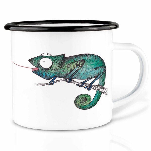 Emailletasse »Fliegenfänger« von LIGARTI | 300 oder 500 ml | handveredelt in Deutschland | Cup, Kaffeetasse, Emaillebecher, Camping Becher von LIGARTI