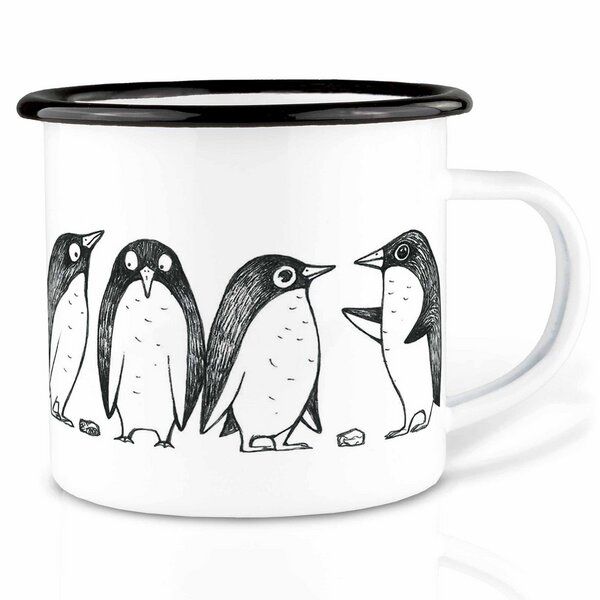 Emailletasse »Pinguin Lovestory« von LIGARTI | 300 oder 500 ml | handveredelt in Deutschland | Cup, Kaffeetasse, Emaillebecher, Camping Becher von LIGARTI