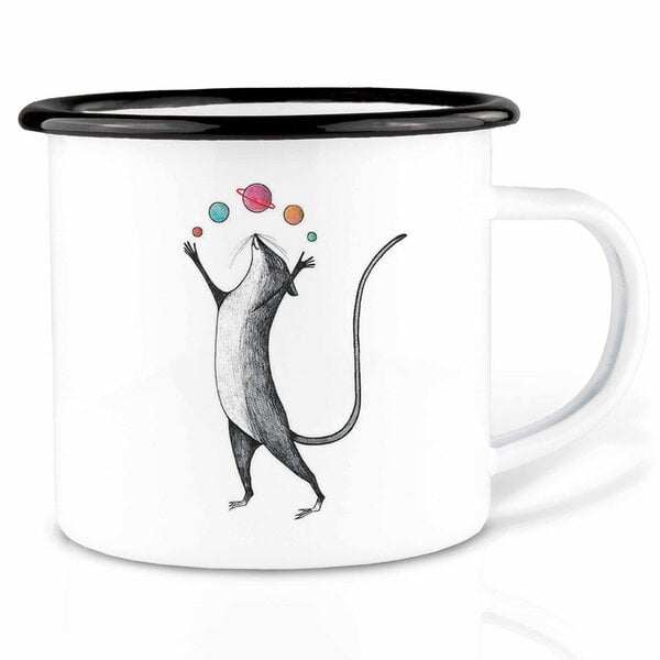 Emailletasse »Planetenmaus« von LIGARTI | 300 oder 500 ml | handveredelt in Deutschland | Cup, Kaffeetasse, Emaillebecher, Camping Becher von LIGARTI